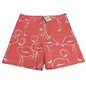 NEW Michigan Rag Co Vtg Casual Shorts Drawstring Mens Lg Pink Flamingo USA MADE